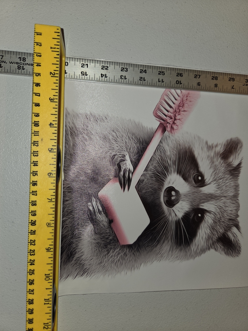 Set Of 3- Raccoon Bathroom Wall Art Print On Canvas, Pink Detail - Picture 3 of 11